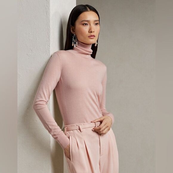 Ralph Lauren Collection Summer Pink Italian Mulberry Silk Turtleneck Sweater - Picture 6 of 17